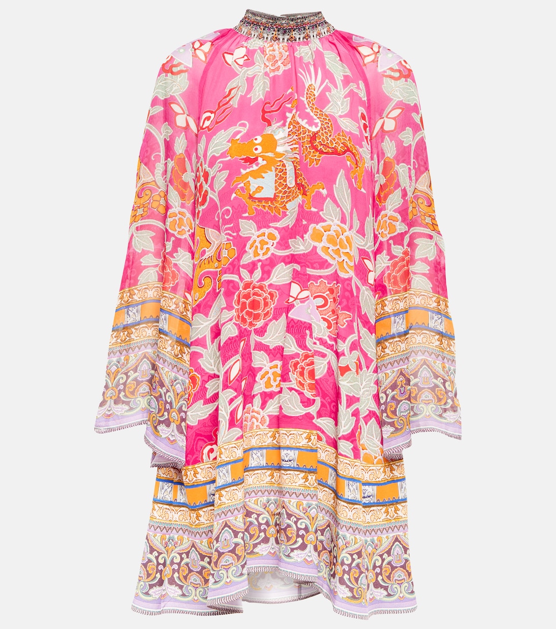 Bedrucktes Minikleid aus Seide | Camilla