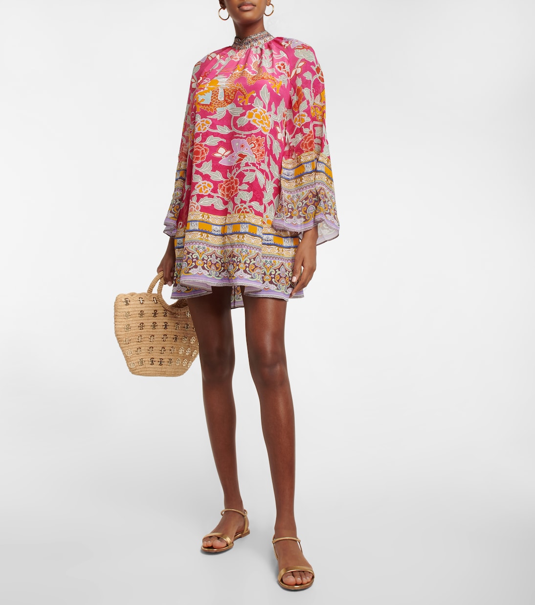 Bedrucktes Minikleid aus Seide | Camilla