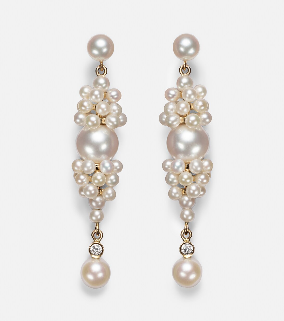 Rêve de Diamant 14kt gold earrings with diamonds and pearls | Sophie Bille Brahe