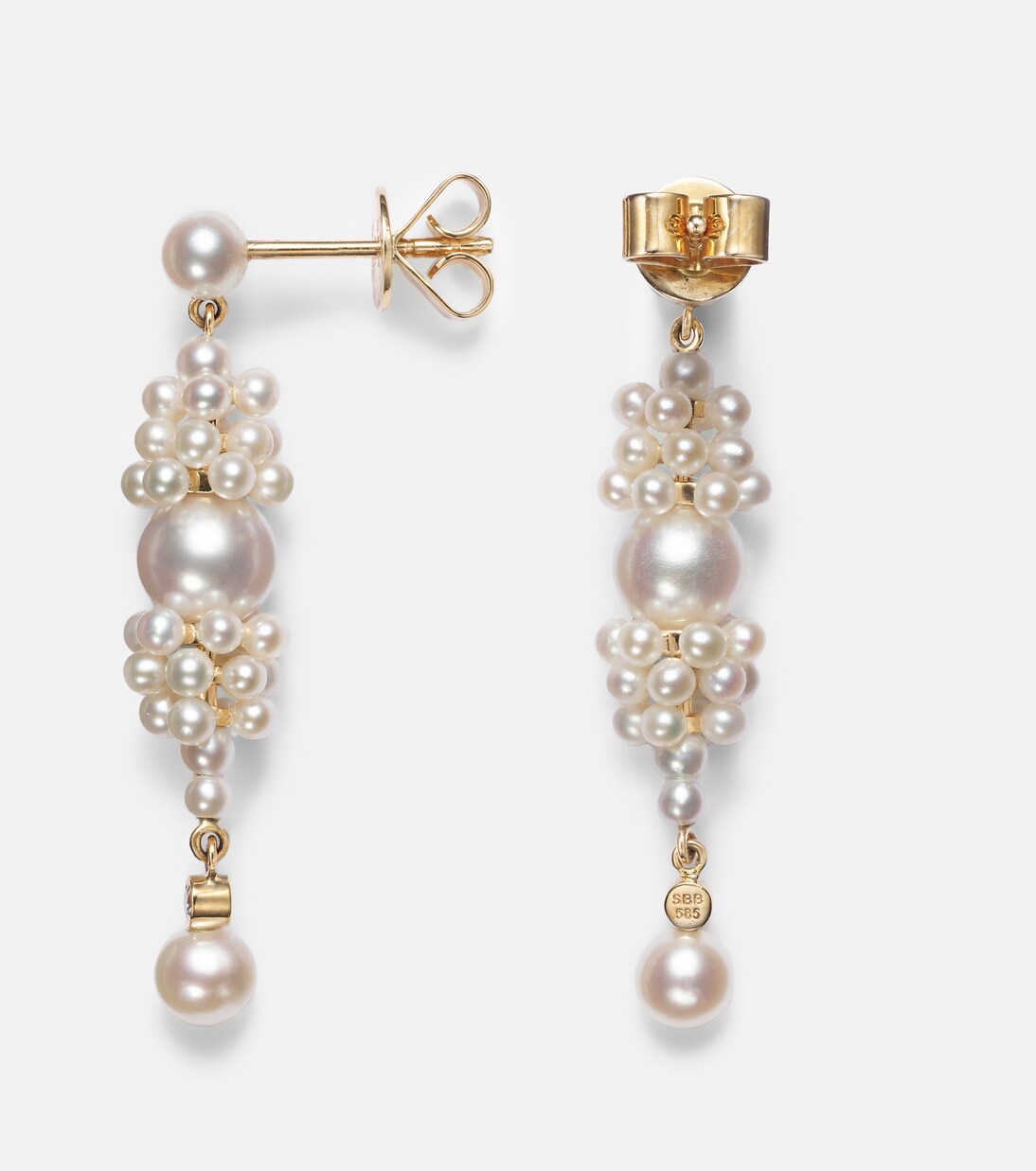Rêve de Diamant 14kt gold earrings with diamonds and pearls | Sophie Bille Brahe