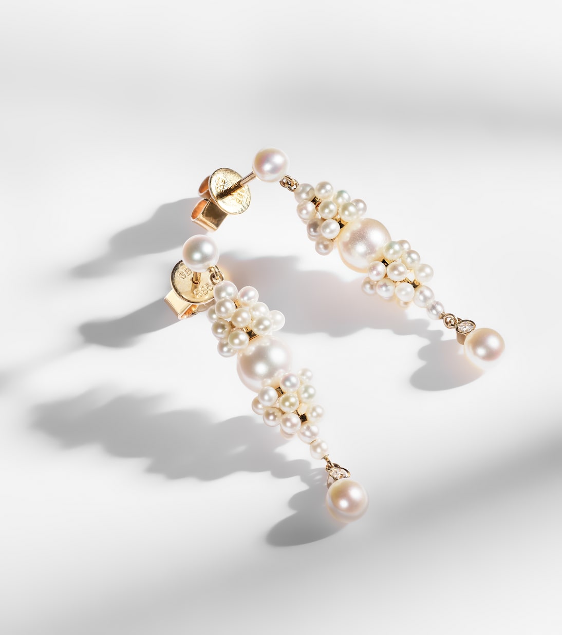 Rêve de Diamant 14kt gold earrings with diamonds and pearls | Sophie Bille Brahe