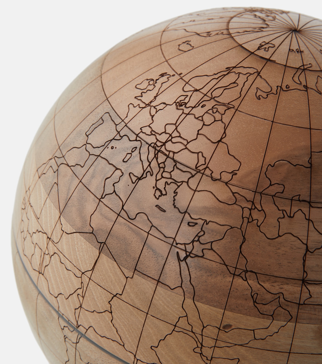 Laser-cut walnut globe | Brunello Cucinelli