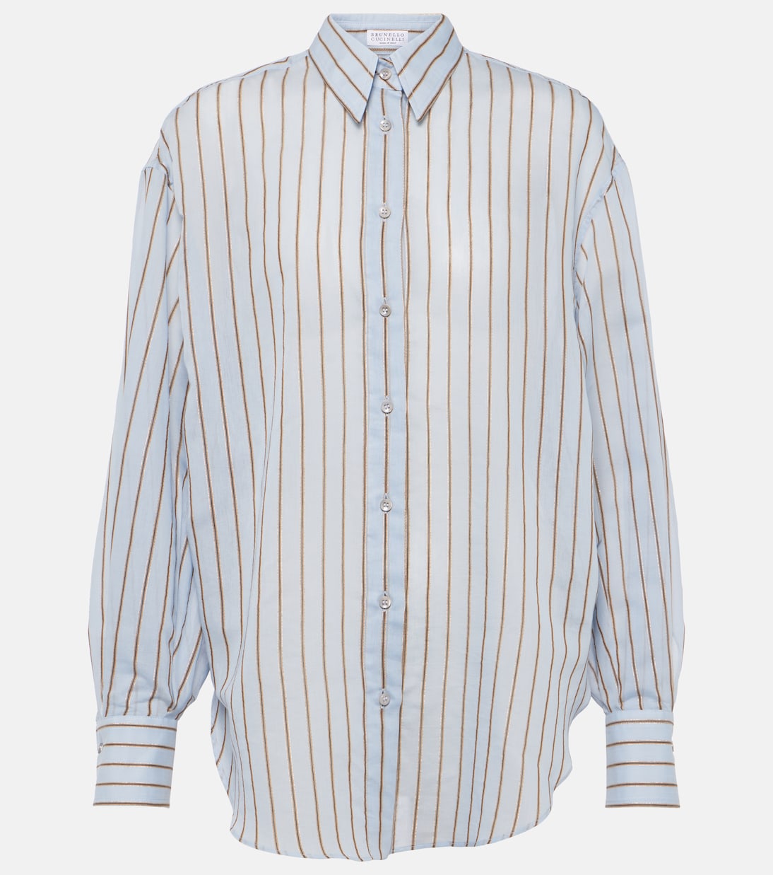 Camicia in misto cotone e seta lamé | Brunello Cucinelli