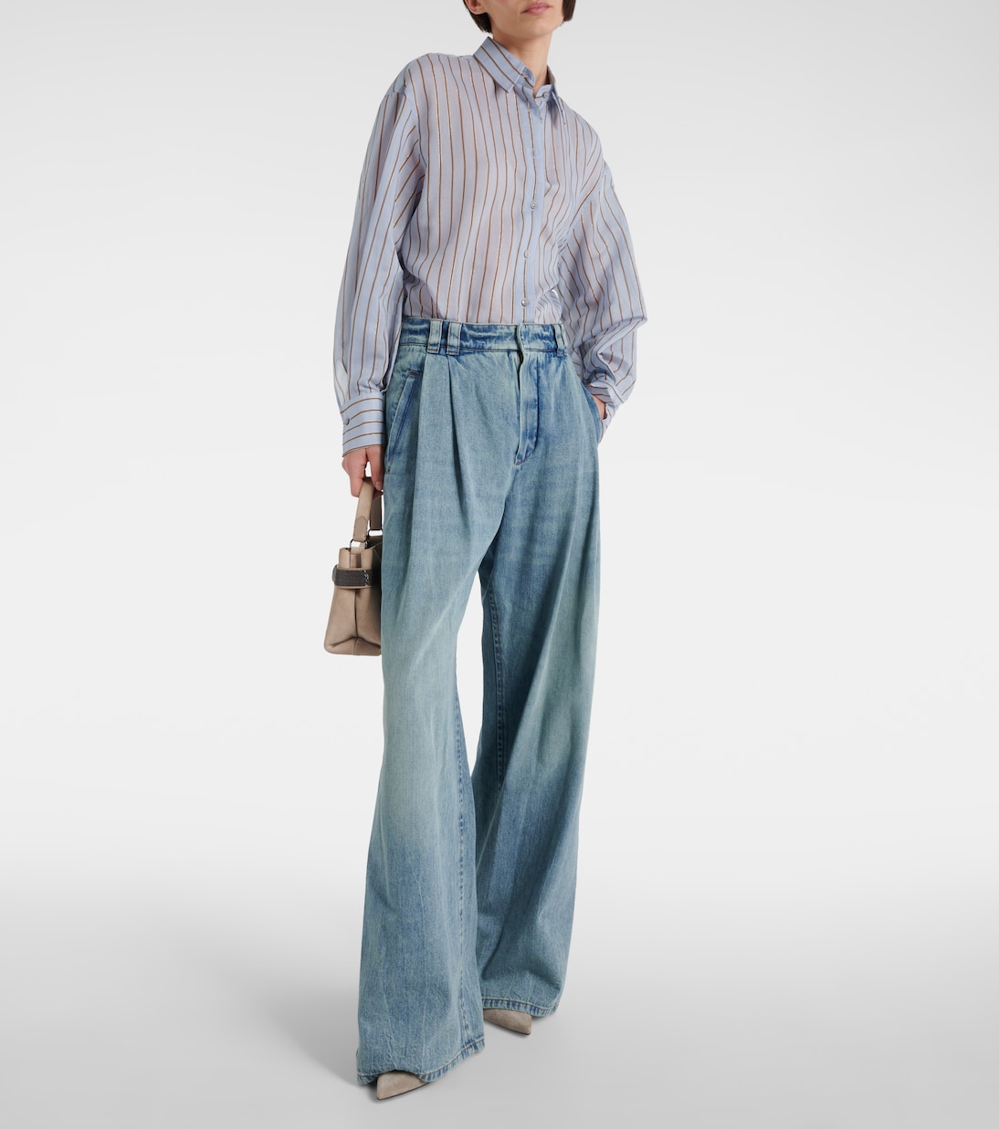 Camicia in misto cotone e seta lamé | Brunello Cucinelli