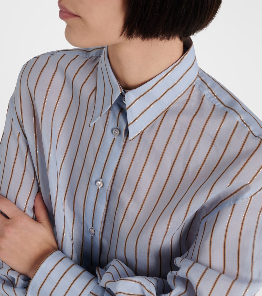 Camicia in misto cotone e seta lamé | Brunello Cucinelli