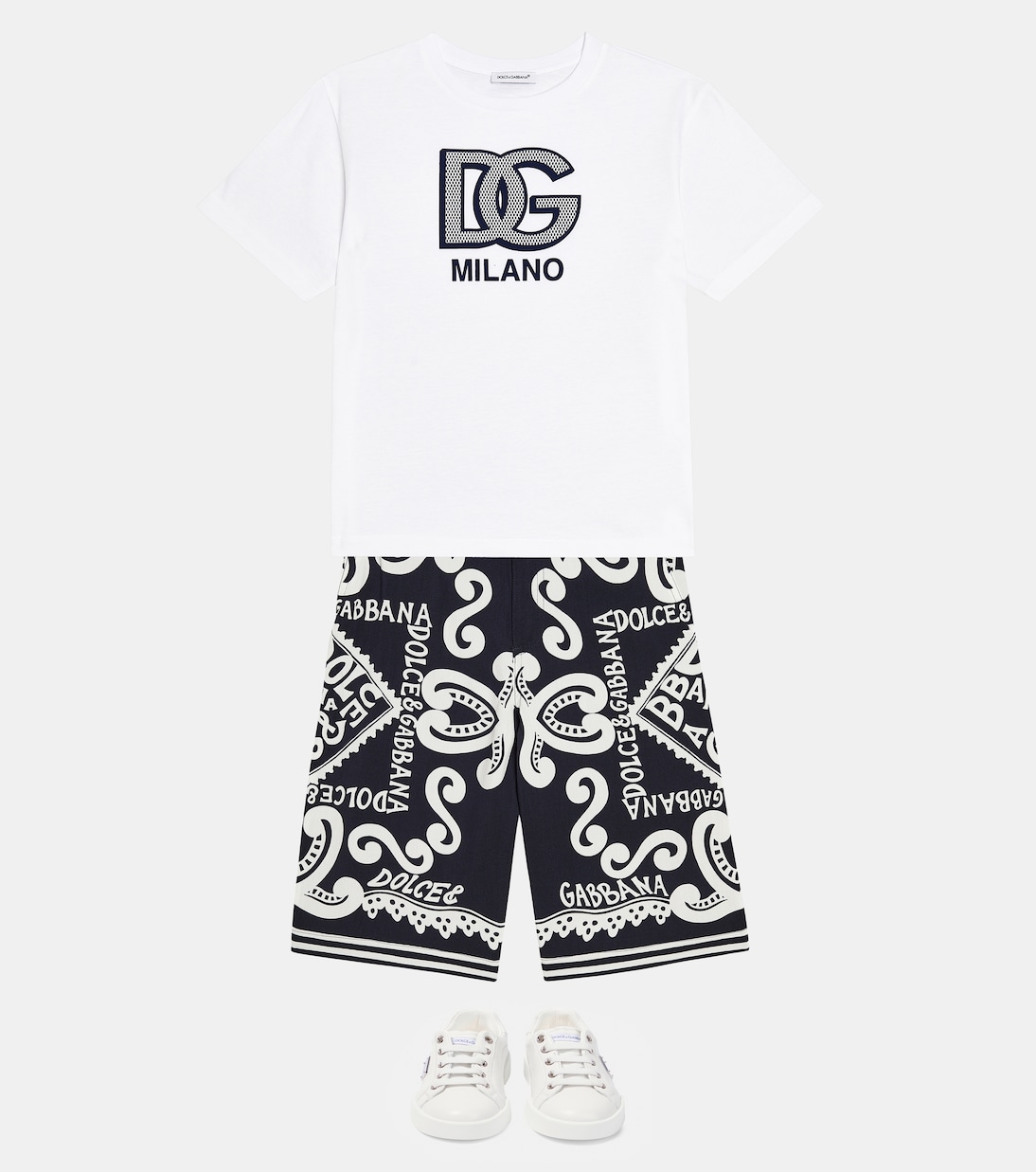Bermudas de mezcla de algodón con logo | Dolce&Gabbana Kids