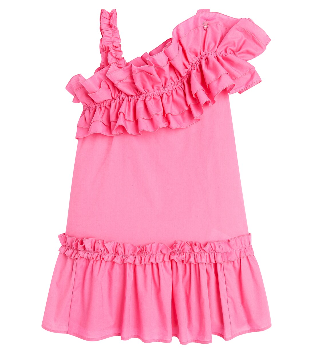 Ruffled asymmetric cotton dress | Monnalisa