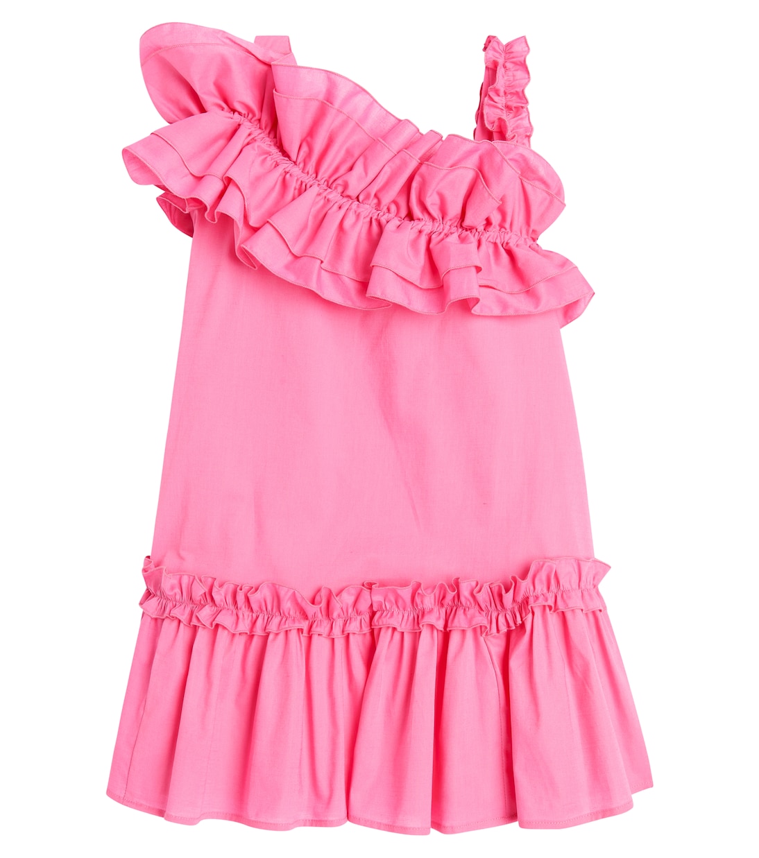 Ruffled asymmetric cotton dress | Monnalisa