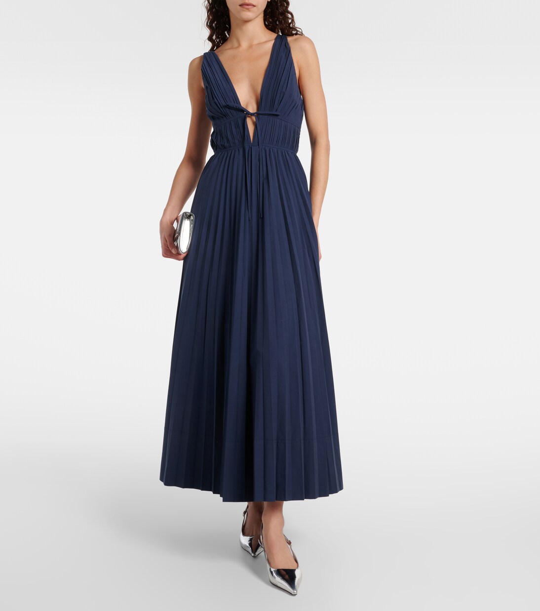 Stephanie plissé cotton-blend gown | Simkhai