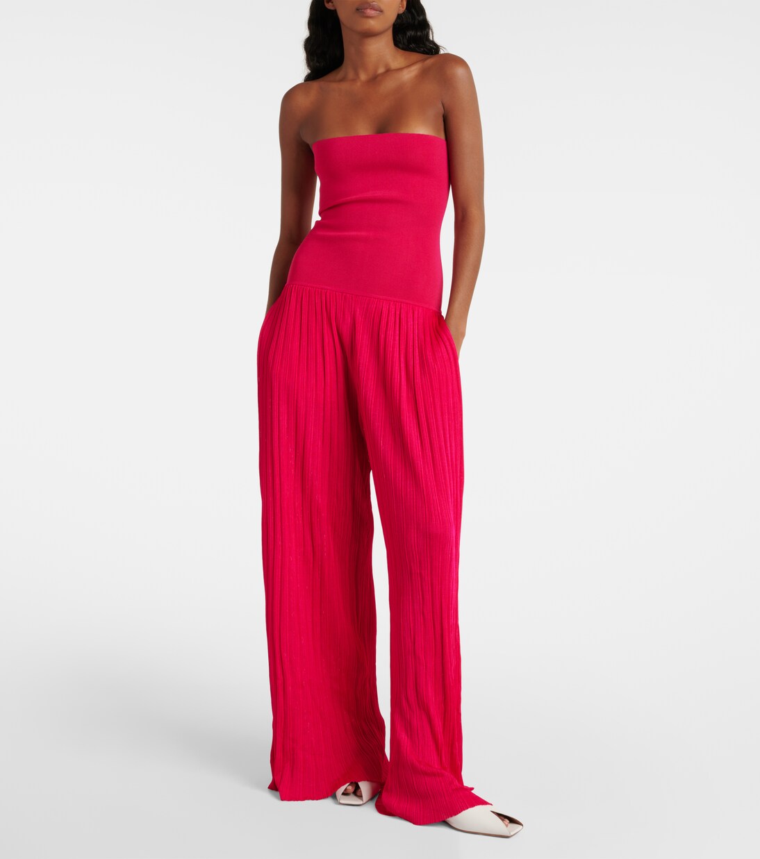 Strapless pleated knitted jumpsuit | Alaïa