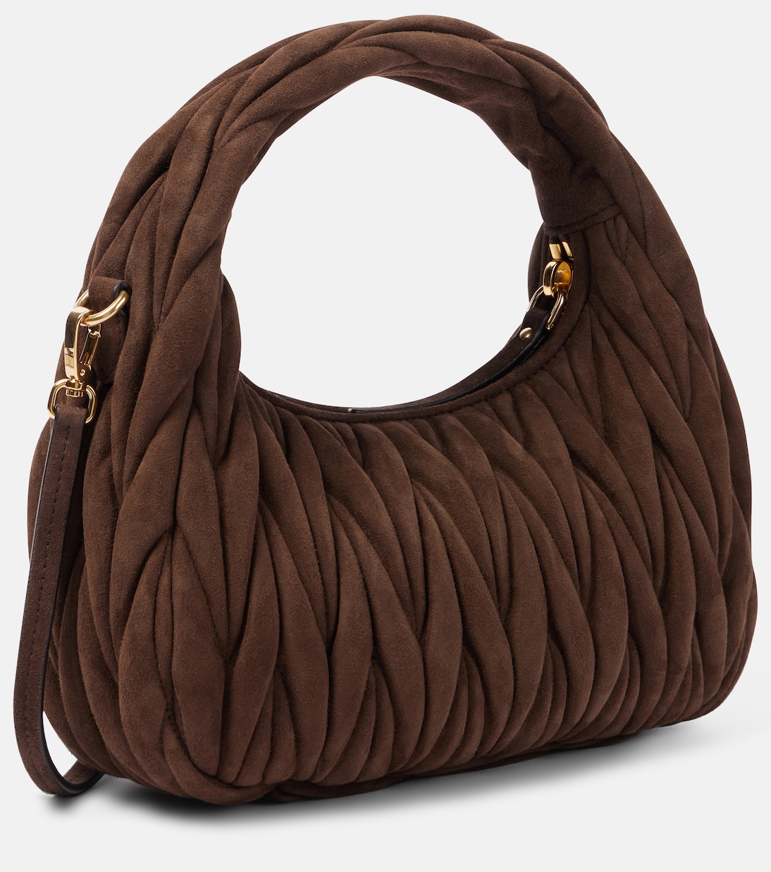 Wander Small matelassé suede shoulder bag | Miu Miu