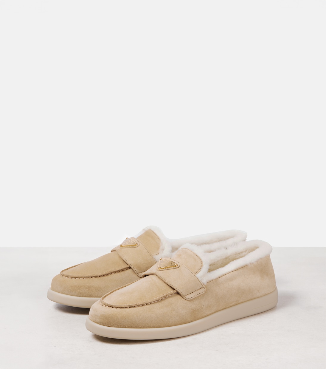 Shearling-lined suede loafers | Prada
