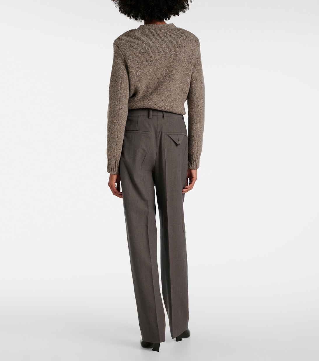 Mid-rise wool tricotine straight pants | Bottega Veneta