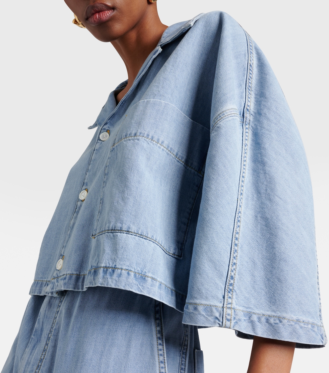 Cropped-Hemd aus Denim | Bottega Veneta