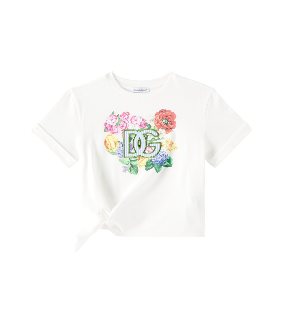 DG floral gathered cotton T-shirt | Dolce&Gabbana Kids