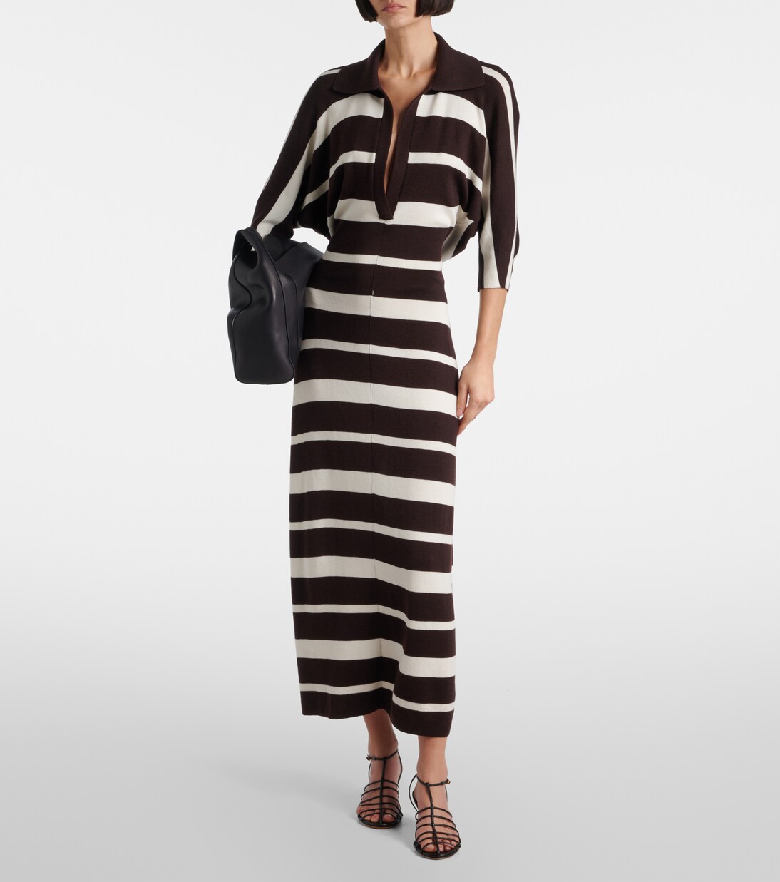 Robe longue Solana rayée en laine et soie | Proenza Schouler