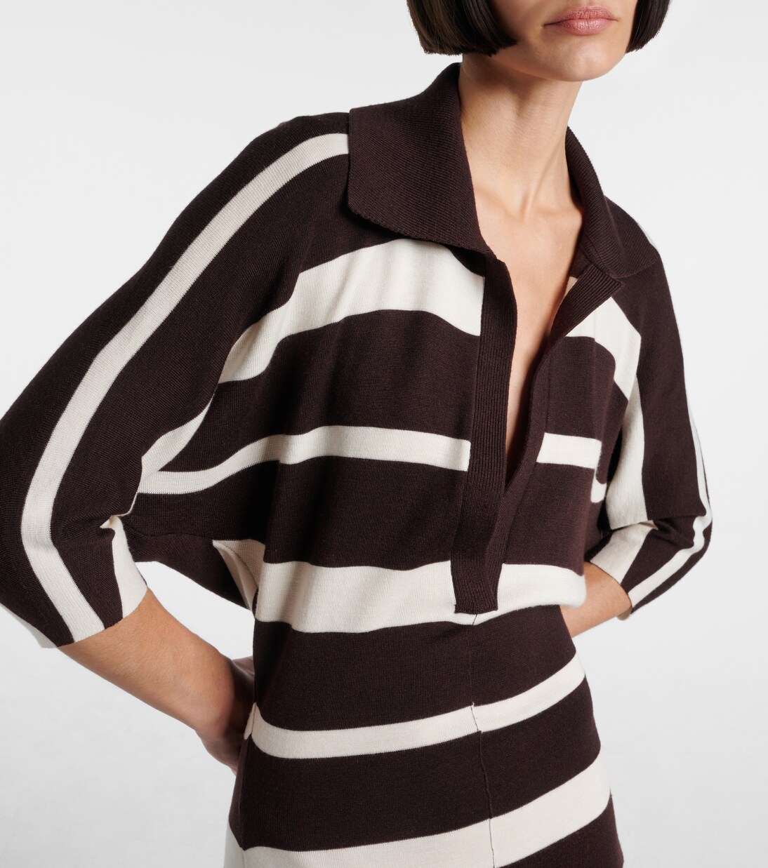 Robe longue Solana rayée en laine et soie | Proenza Schouler