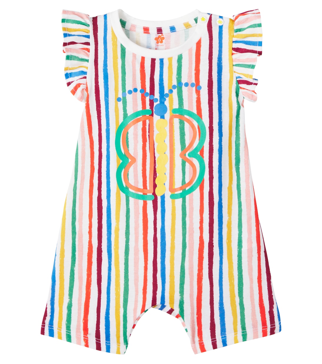 Baby ruffled striped cotton playsuit | Fábula
