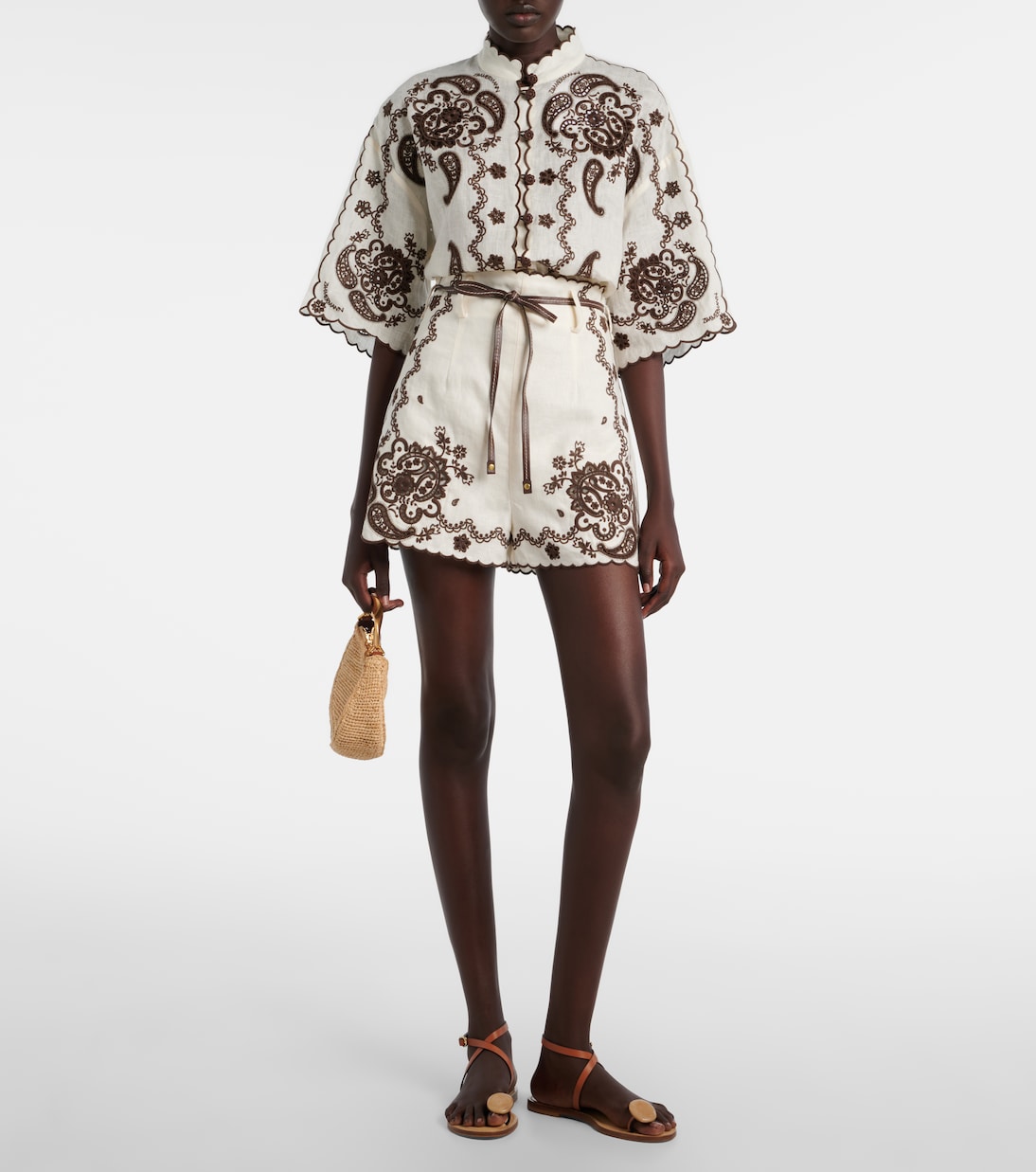 Ascension embroidered linen shorts | Zimmermann