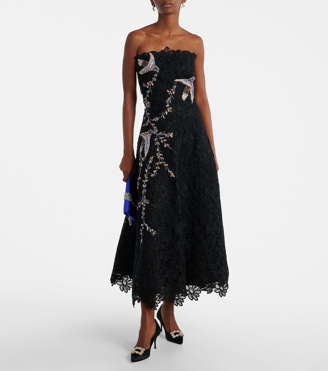 Besticktes Midikleid aus Spitze | Costarellos