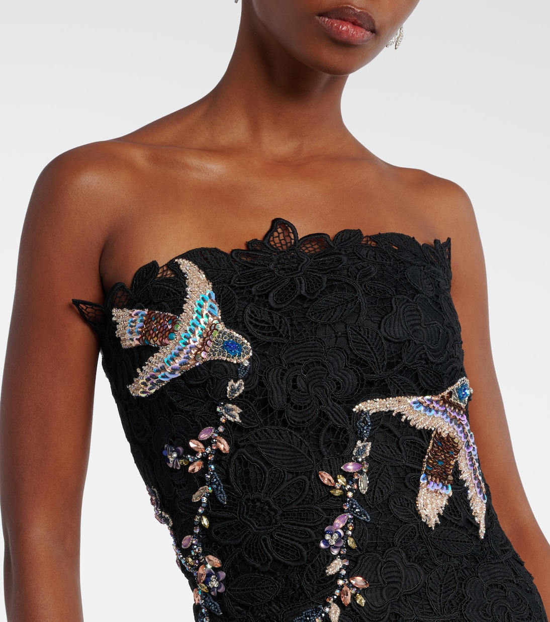 Besticktes Midikleid aus Spitze | Costarellos