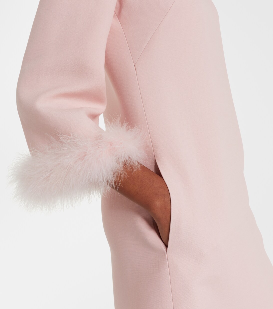 Crepe Couture feather-trimmed midi dress | Valentino