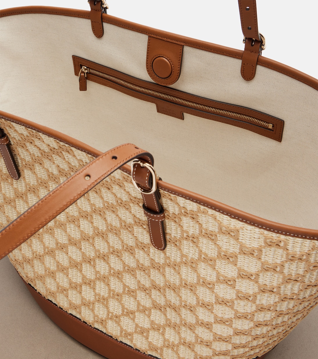 GG Large raffia-effect tote bag | Gucci