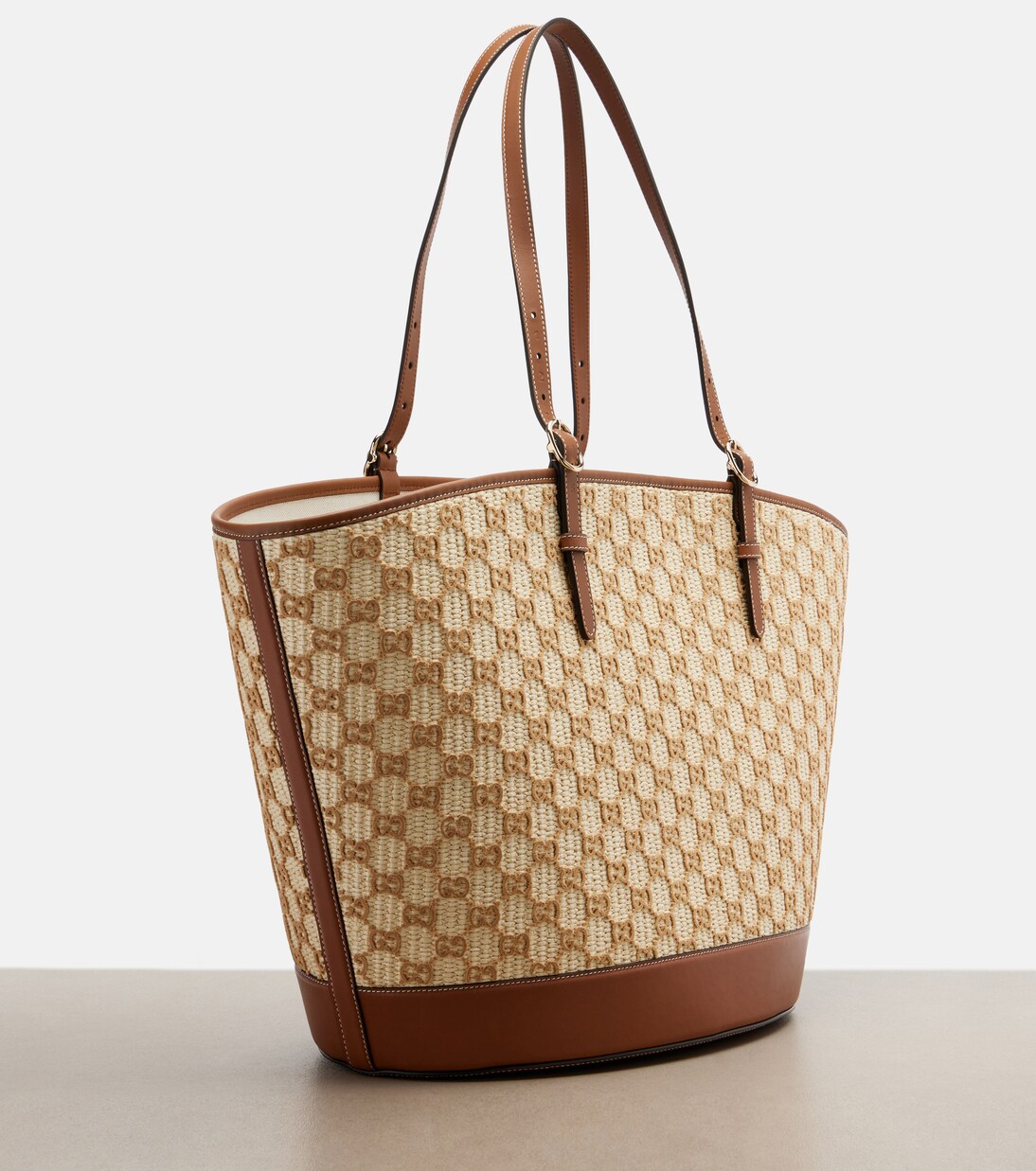 GG Large raffia-effect tote bag | Gucci