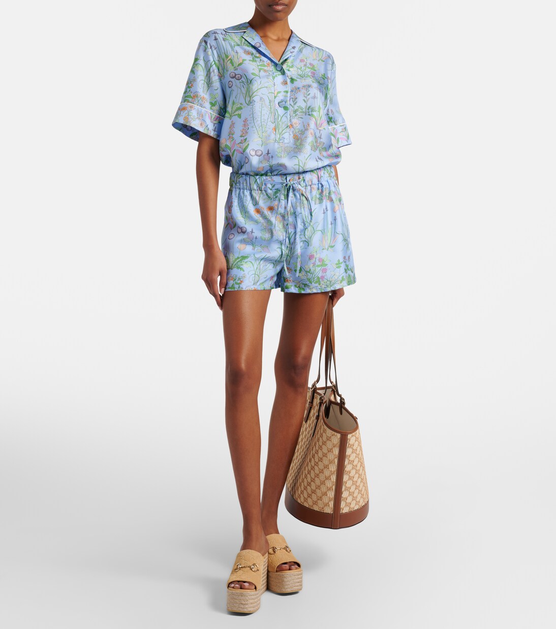 GG Large raffia-effect tote bag | Gucci