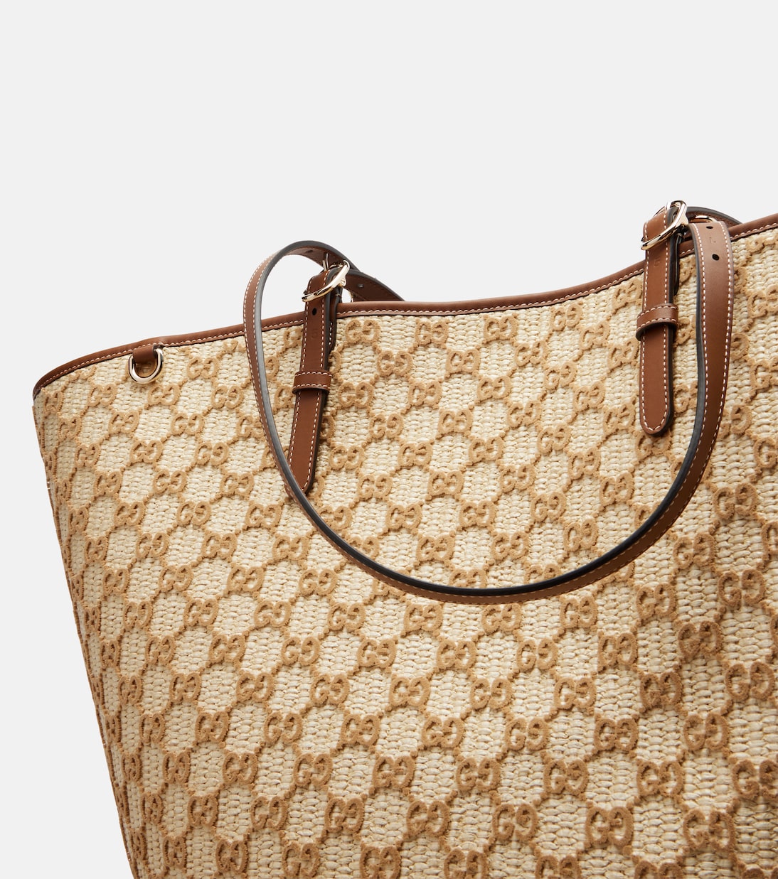 GG Large raffia-effect tote bag | Gucci