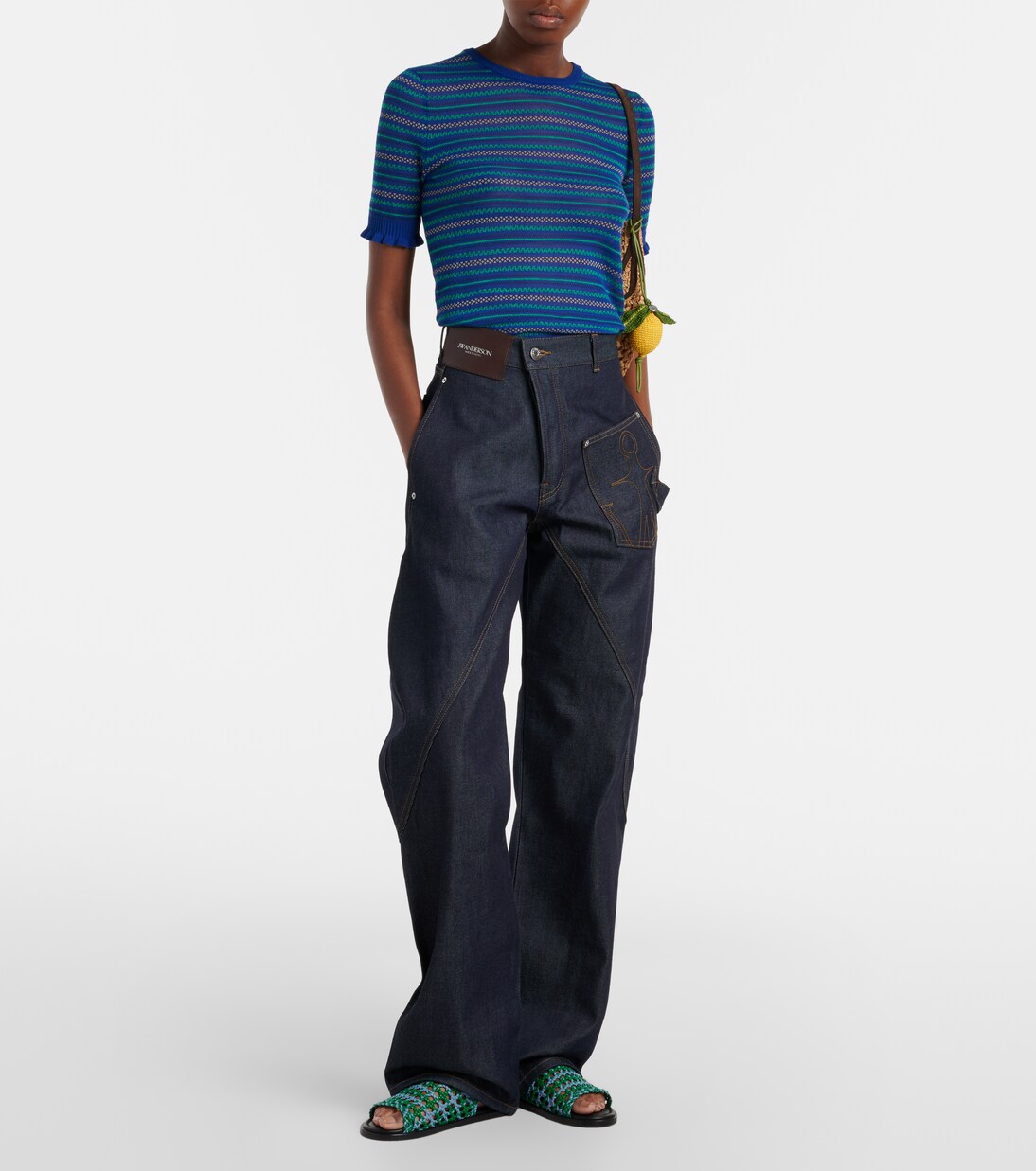 Embroidered high-rise straight jeans | JW Anderson