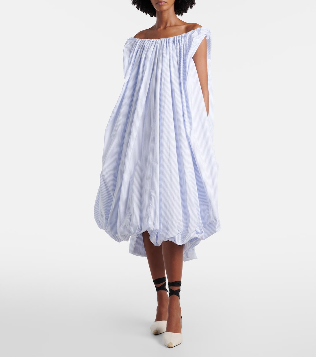 Lavande gathered striped midi dress | Jacquemus