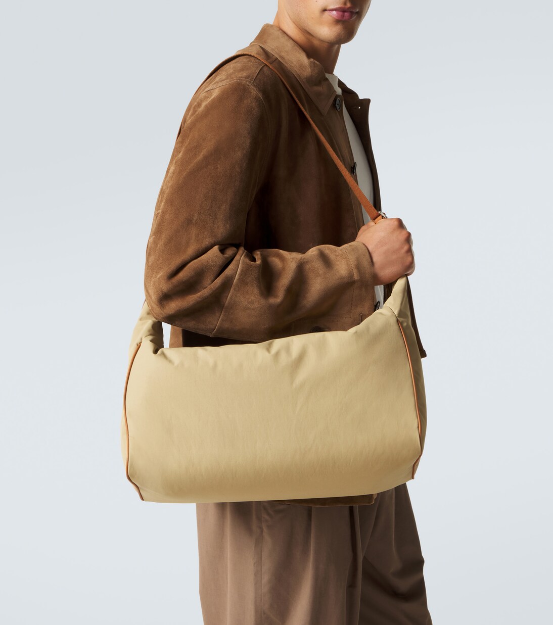 Logan E/W leather-trimmed crossbody bag | The Row