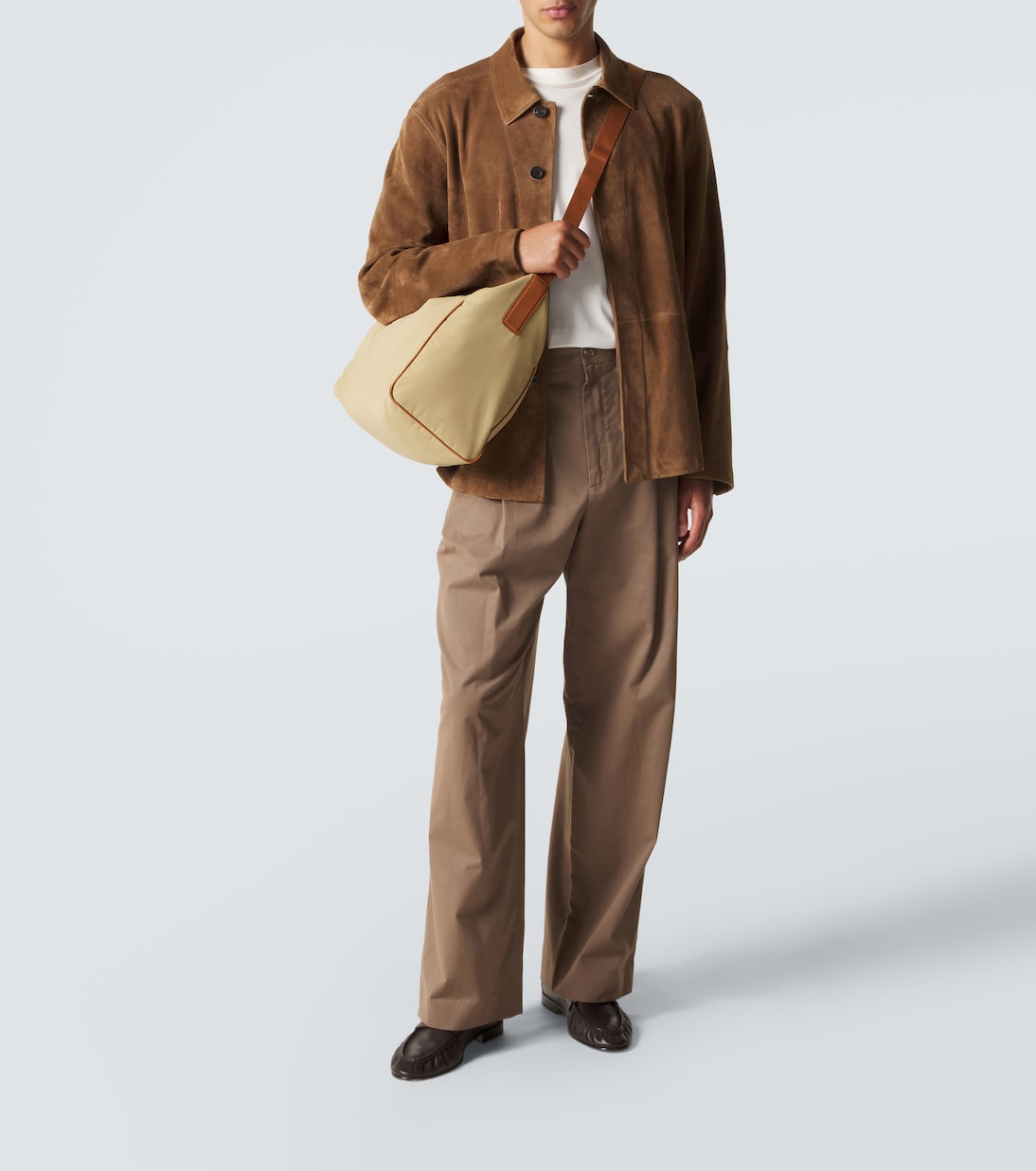 Logan E/W leather-trimmed crossbody bag | The Row