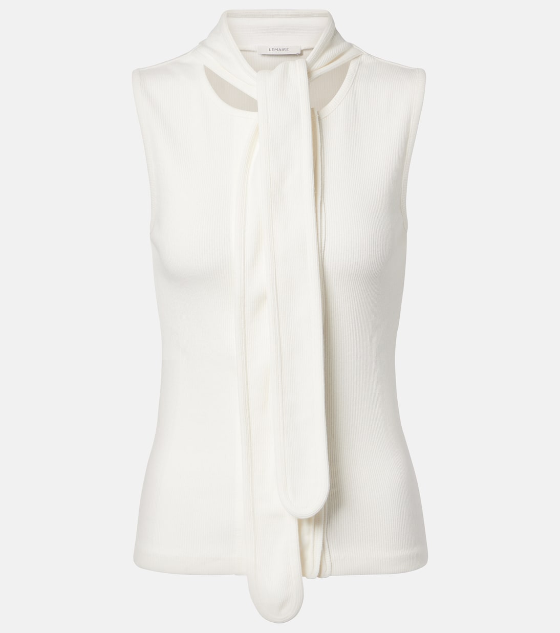 Scarf-detail cotton and linen jersey top | Lemaire