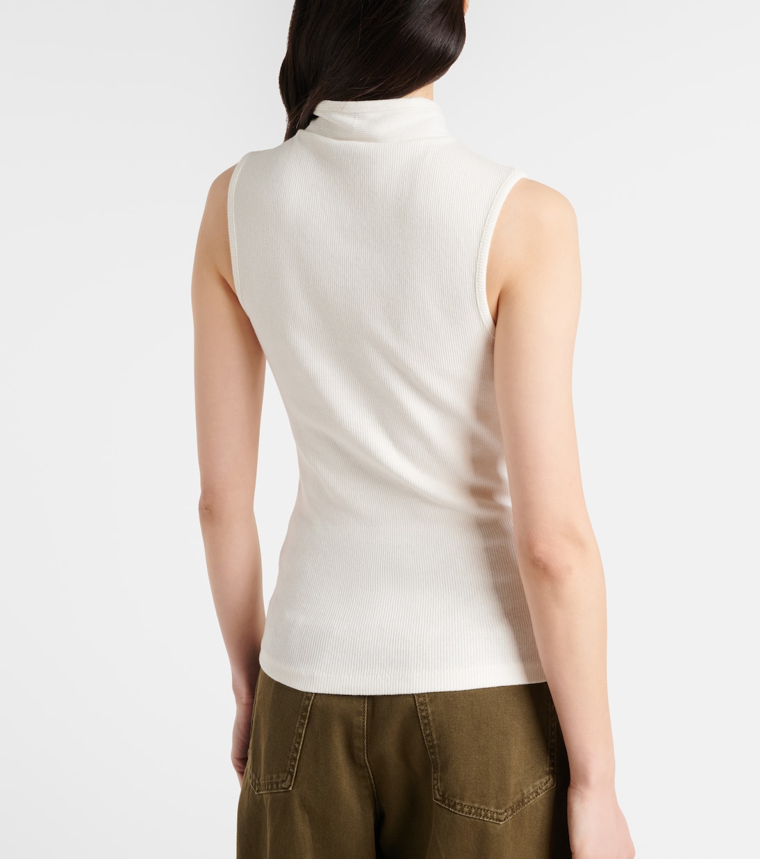 Scarf-detail cotton and linen jersey top | Lemaire
