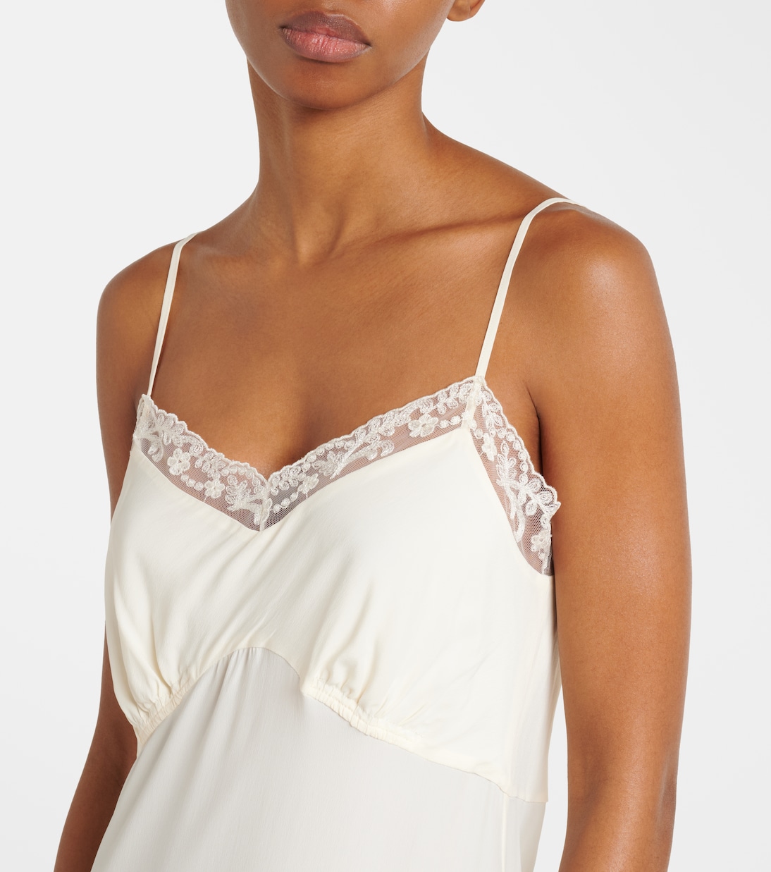 Slipdress aus Crêpe de Chine und Spitze | Simone Rocha