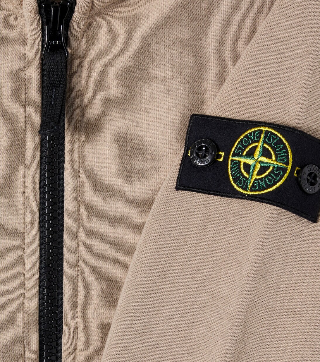 Compass cotton jersey zip-up hoodie | Stone Island Junior