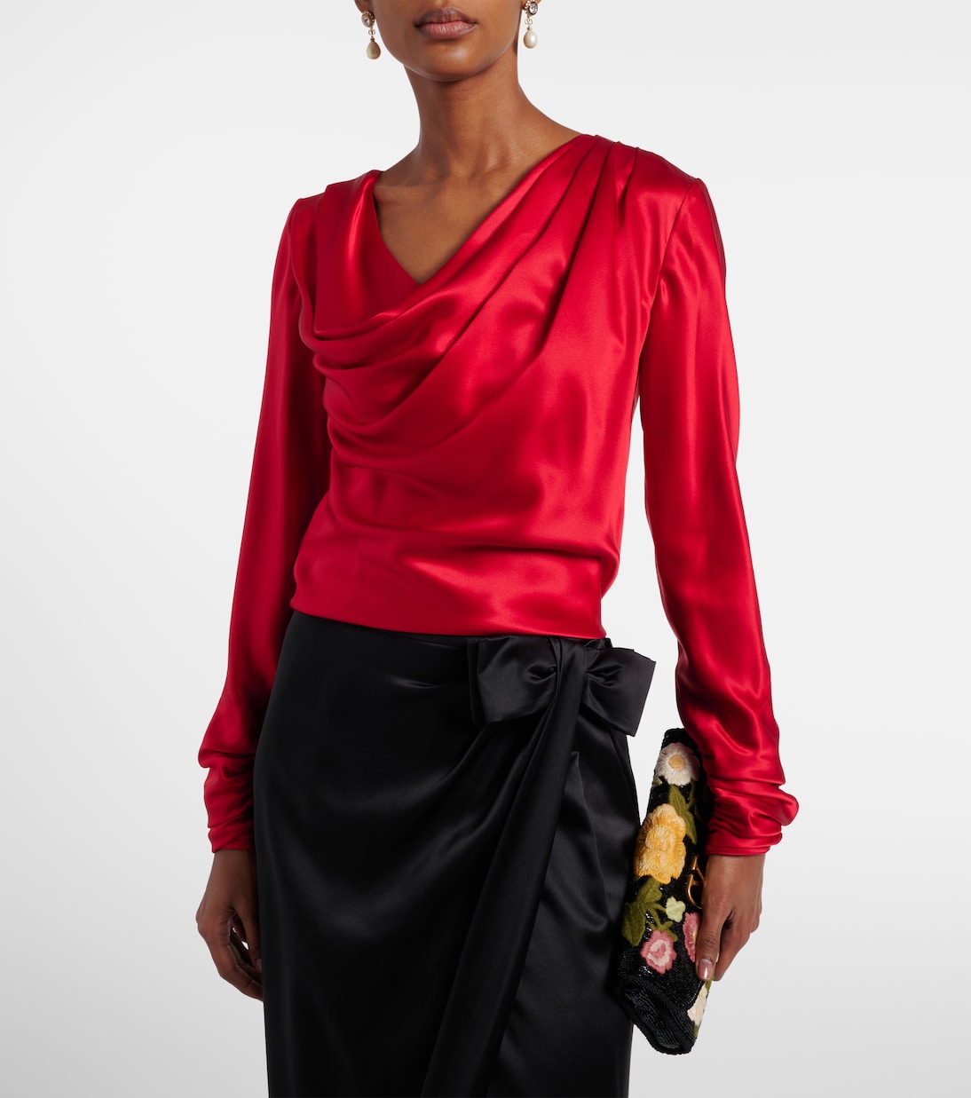 Top de satén de seda drapeado | Valentino