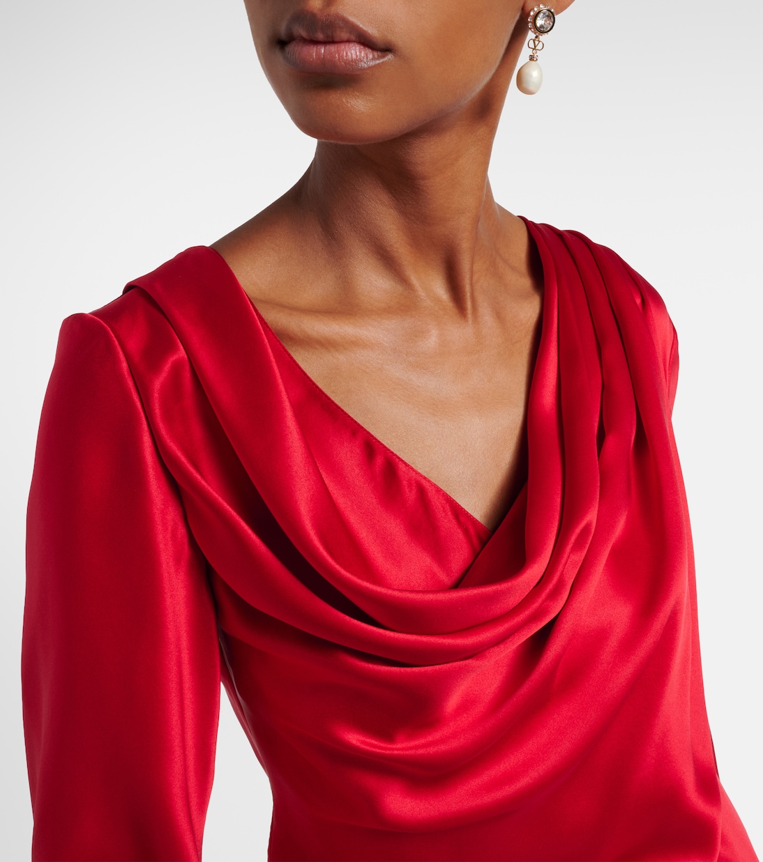 Top de satén de seda drapeado | Valentino