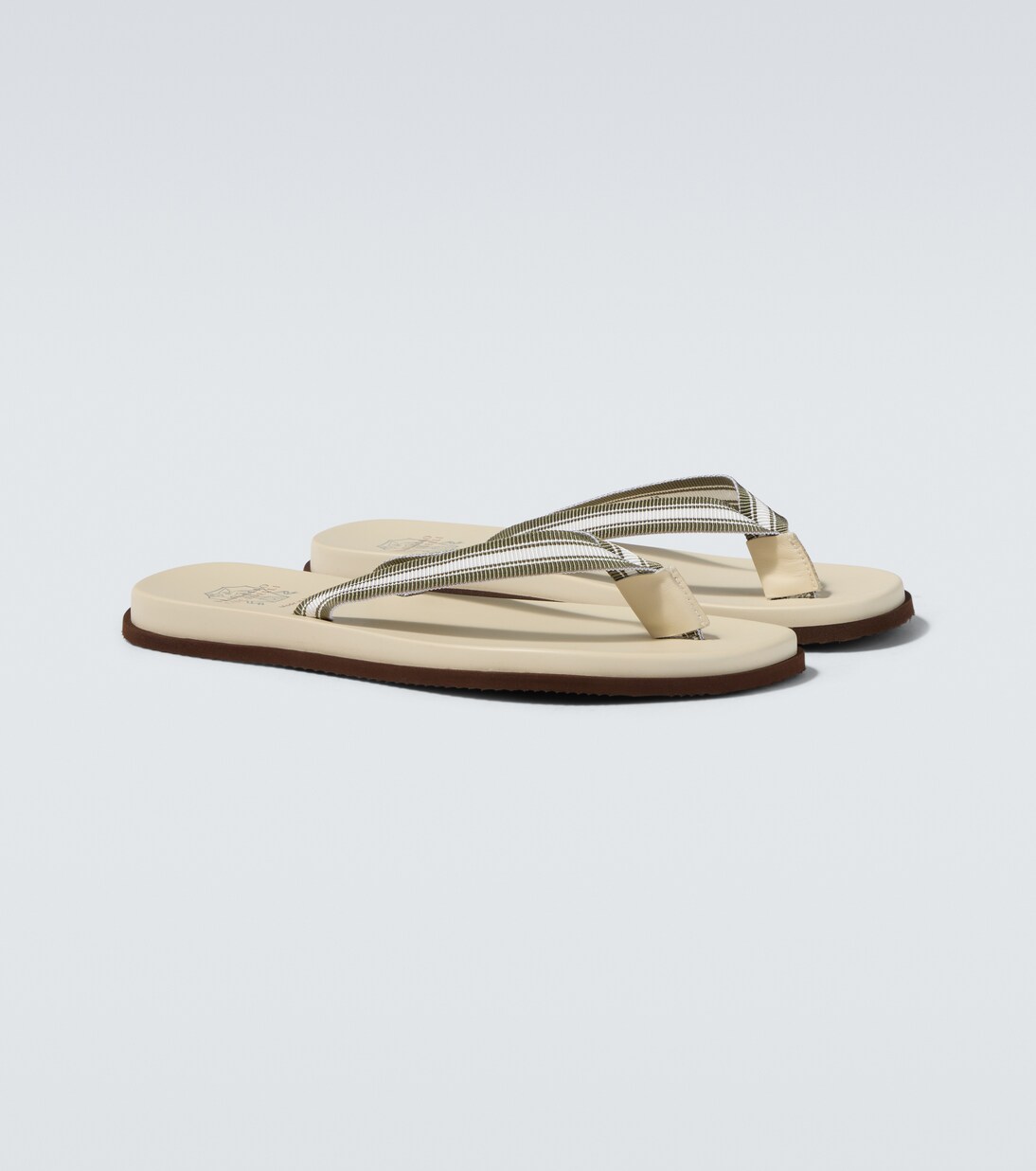 Leather-trimmed thong sandals | Brunello Cucinelli