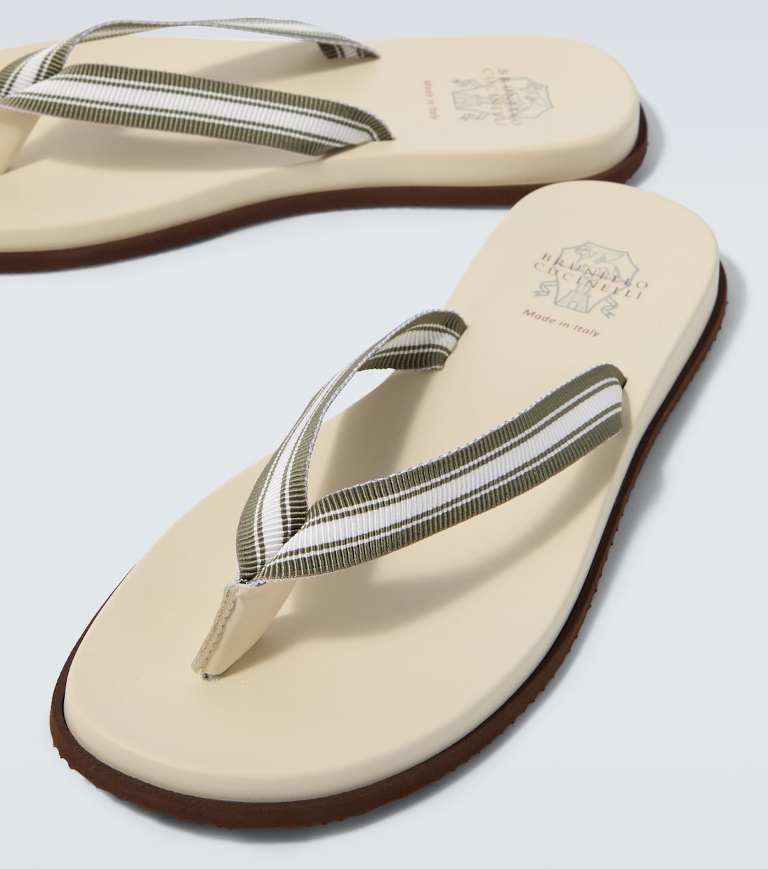 Leather-trimmed thong sandals | Brunello Cucinelli