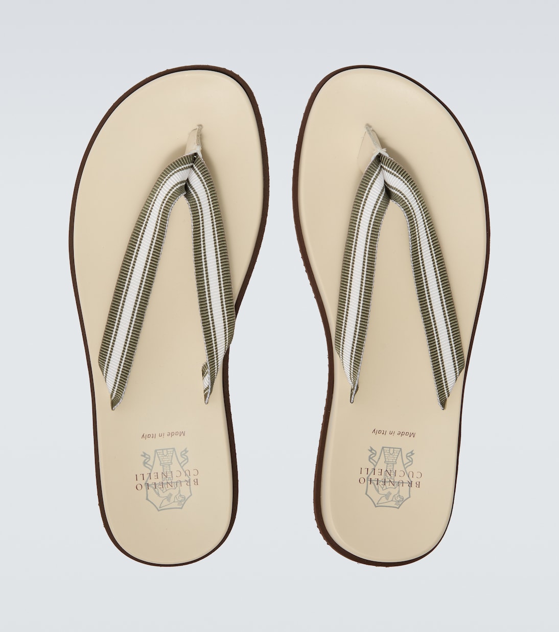 Leather-trimmed thong sandals | Brunello Cucinelli