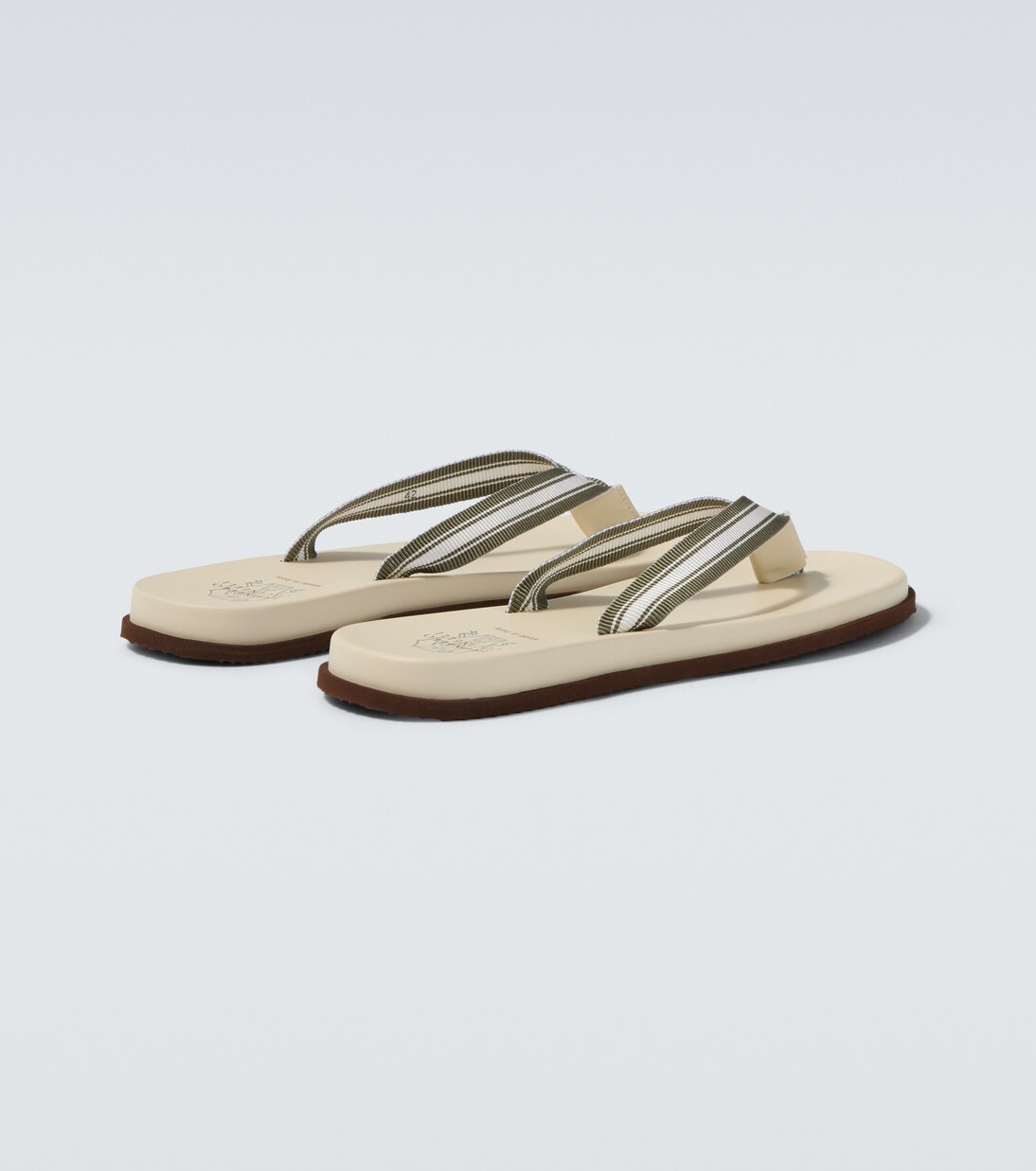 Leather-trimmed thong sandals | Brunello Cucinelli