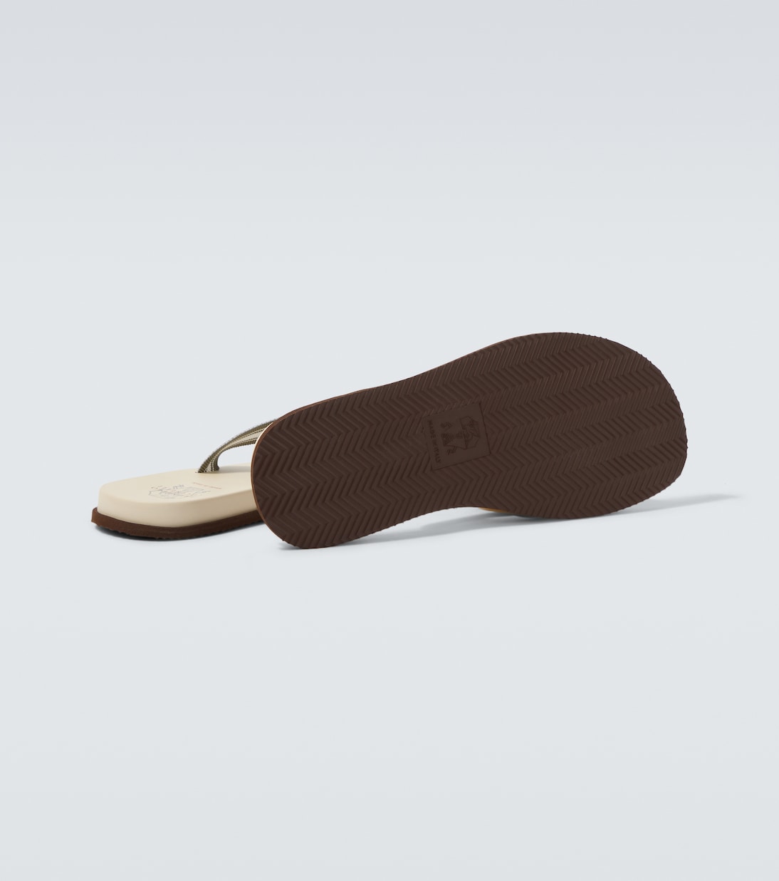 Leather-trimmed thong sandals | Brunello Cucinelli