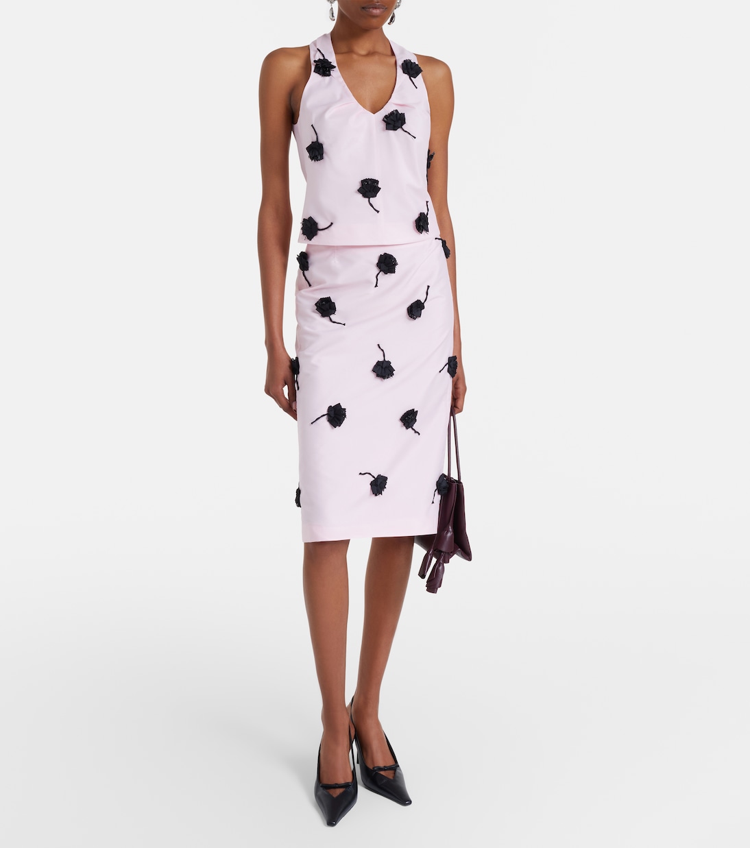Floral-appliqué pencil skirt | Shushu/Tong