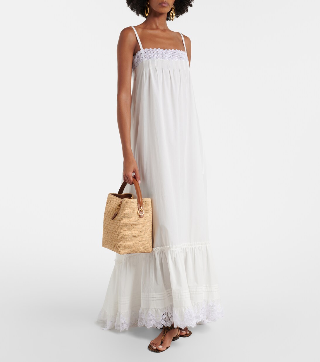 Le 37 leather-trimmed raffia bucket bag | Saint Laurent