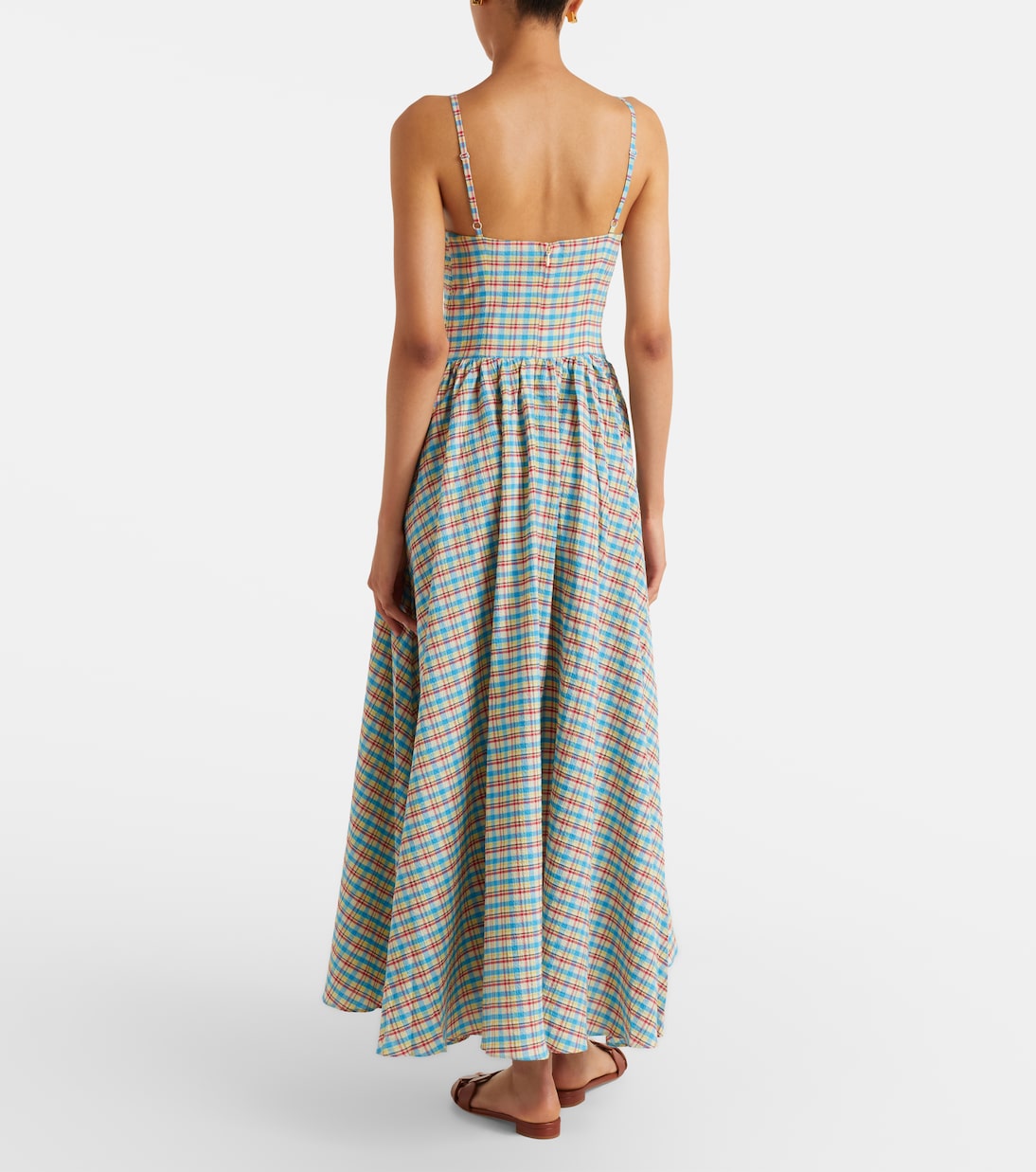 Chiara checked cotton-blend midi dress | Faithfull
