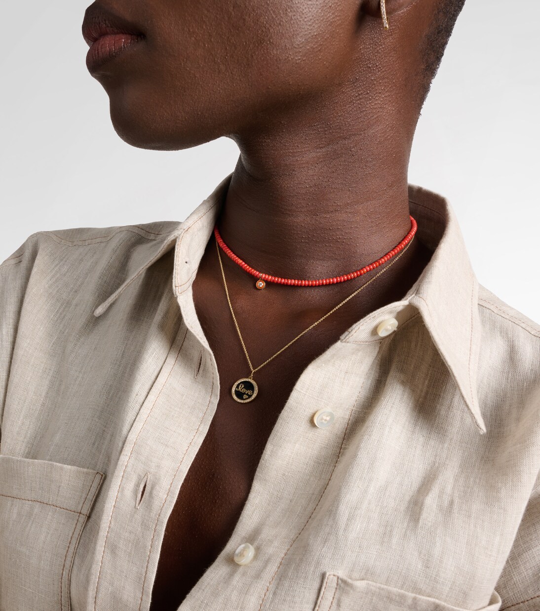 Love 14kt yellow gold charm necklace | Sydney Evan