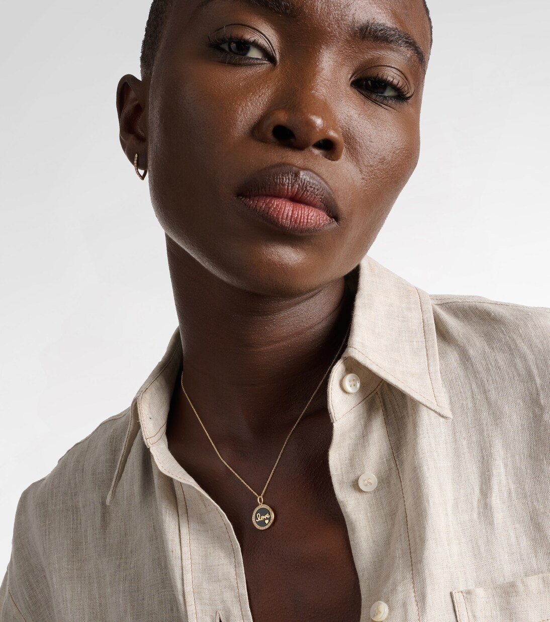 Love 14kt yellow gold charm necklace | Sydney Evan